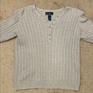 Karen Scott Gray V-Neck Sweater